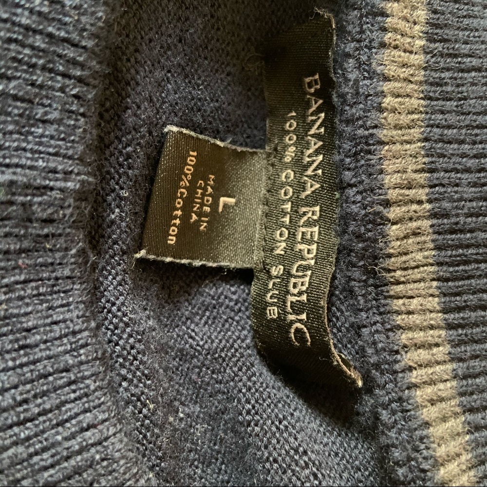 Slub cotton navy raglan men’s sweater - Picture 4 of 4